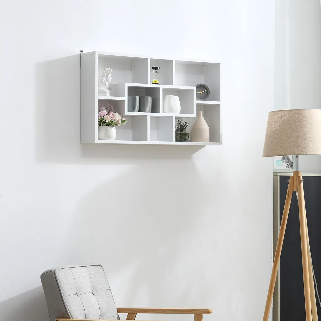 Meuble de Rangement Mural Design Moderne - Bibliothèque 8 Cases Blanche