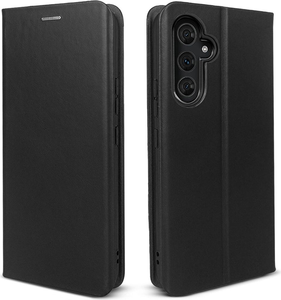 Handyhülle für Samsung Galaxy A16 / A16 5G Echtleder Flip Cover Hülle Case Kartenfach RFID Schutz Farbe: Schwarz