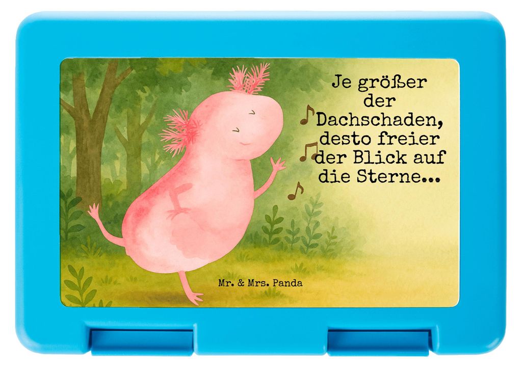 Mr. & Mrs. Panda Snackbox Axolotl Tanzen Design - Weiß - Geschenk, Verrückt, Bento Box, Lunchbox, Meal Prep, Sterne, Brotzeitbox, Molch, gut Gela...