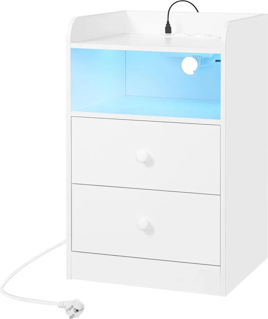 Table de chevet blanche 64 cm en MDF, meuble d'appoint style marocain