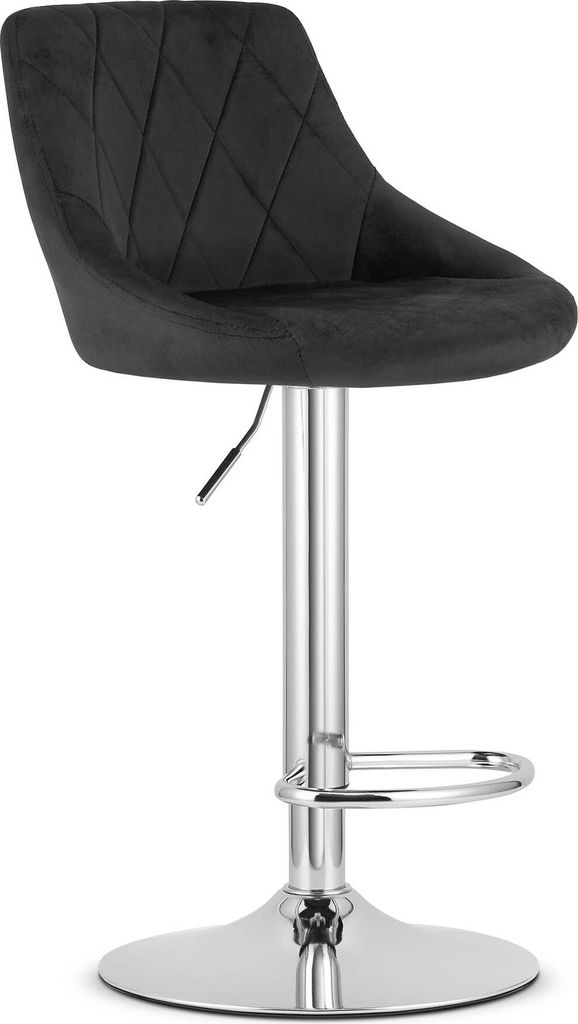 Valora KAST Hocker Black Velvet Chrome x1 - Eleganter schwarzer Hocker mit Chrom-Akzenten