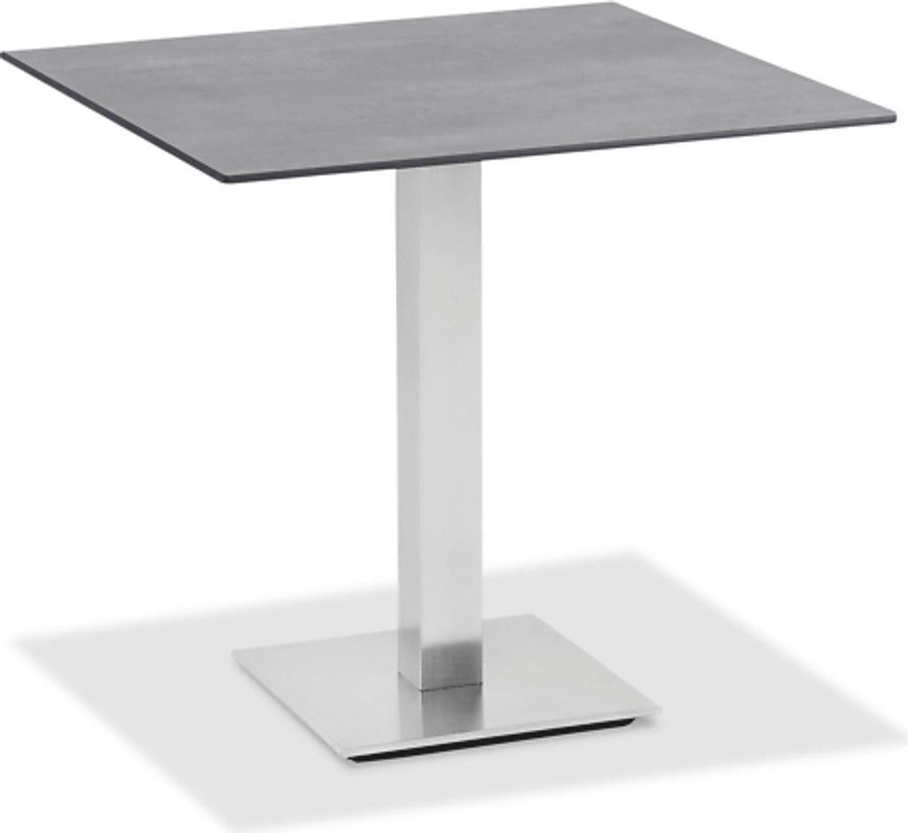 Gartentisch Bistrox 81x81 Tischplatte HPL Beton Gestell Edelstahl Gebürstet