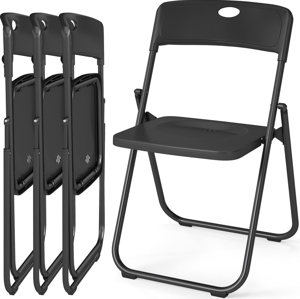 Kunststoff Klappstuhl 4er Set, Metallrahmen Klappstühle Schreibtischstuhl, Gäste Stuhl