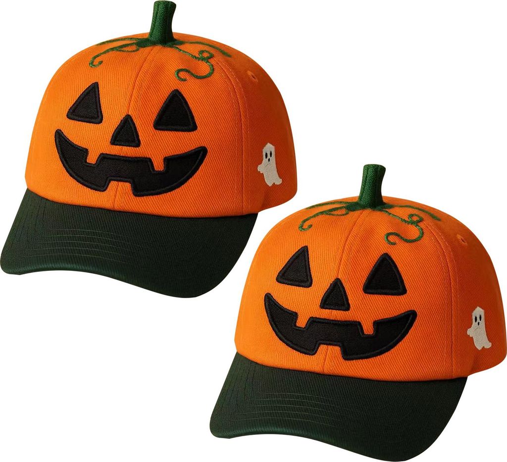 Halloween-Kürbis-Baseballmütze, Unisex, verstellbar, Stickerei, Kürbisgesicht, Papa-Mütze, Baumwolle, Trucker-Kappe für Halloween, Angeln, Cam...