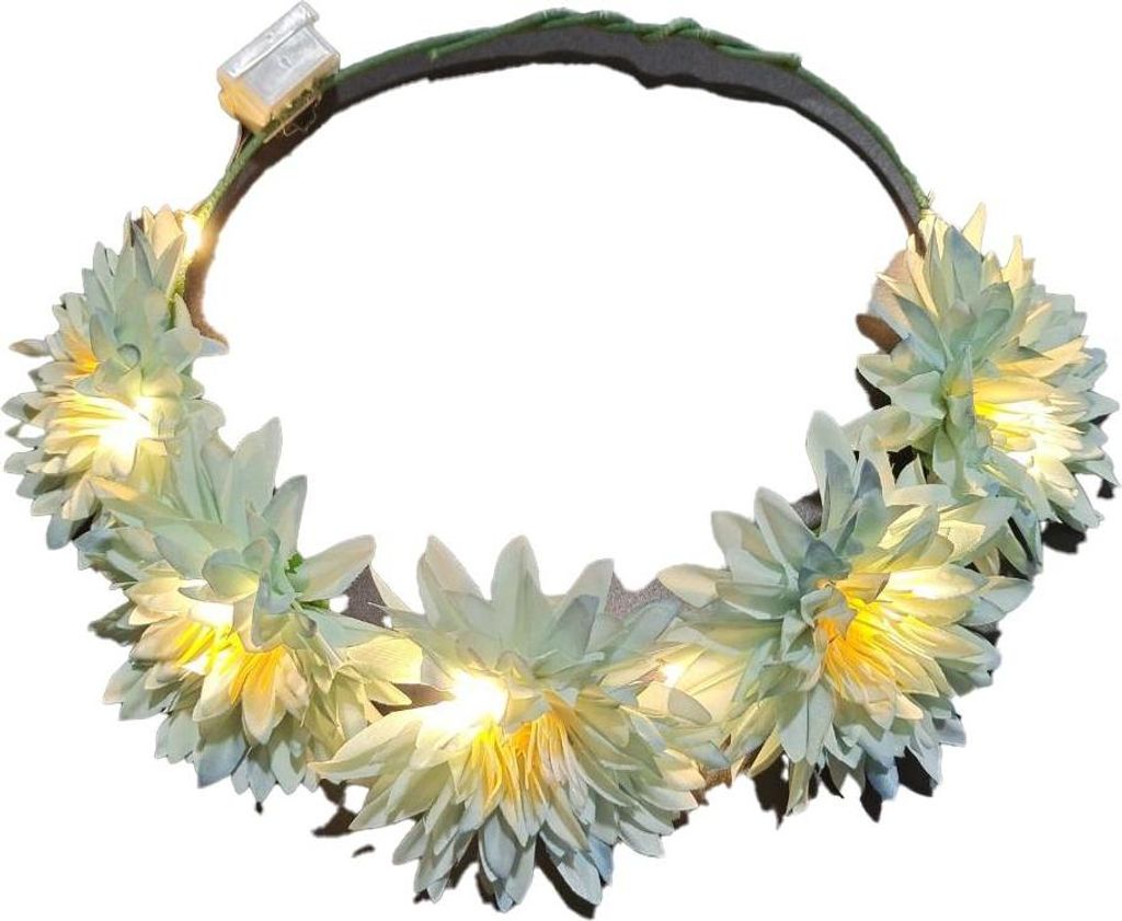 LED-Blumenkrone, Blumenkranz-Haarreif, leuchtender LED-Blumen-Haarschmuck, Blumenkopfschmuck