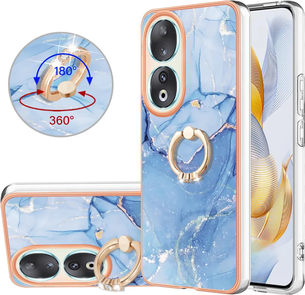 Custodia Protettiva Honor 90 5G Azzurro Soft - Ring Holder 360