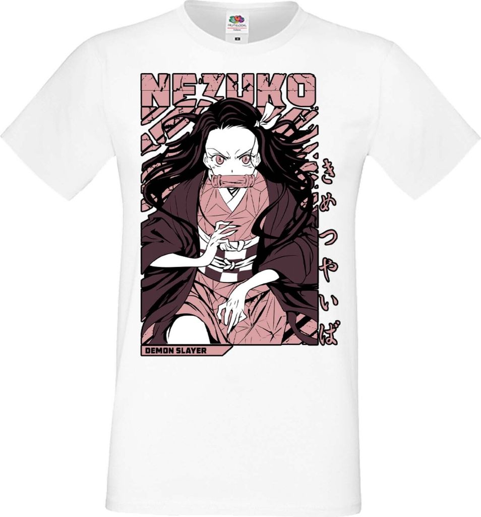 Herren T-Shirt Manga Anime Demon Anime Slayer Nezuko Kamado 01 Demonic Form, Man 3XL / Weiß