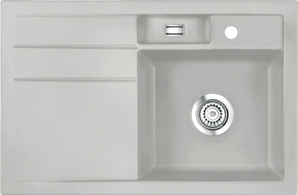 Spüle KeraDomo BELA 78 in ALU - Becken rechts mit Handbetätigung / Systemceram / Keramikspüle