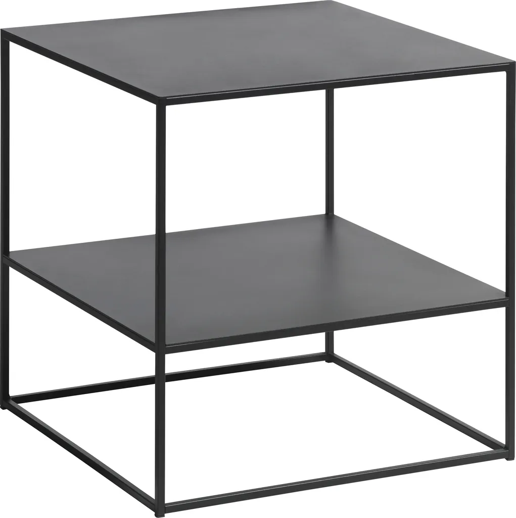 Petit meuble d'appoint noir PEBBLE 50 cm - Table basse carrée de salon