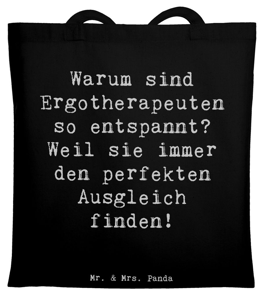 Mr. & Mrs. Panda Schultasche Spruch Ergotherapeutin Balance - Schwarz - Geschenk, Tasche, Jutebeutel, Berufsalltag, Gelassenheit, Shopping, Wertsch...