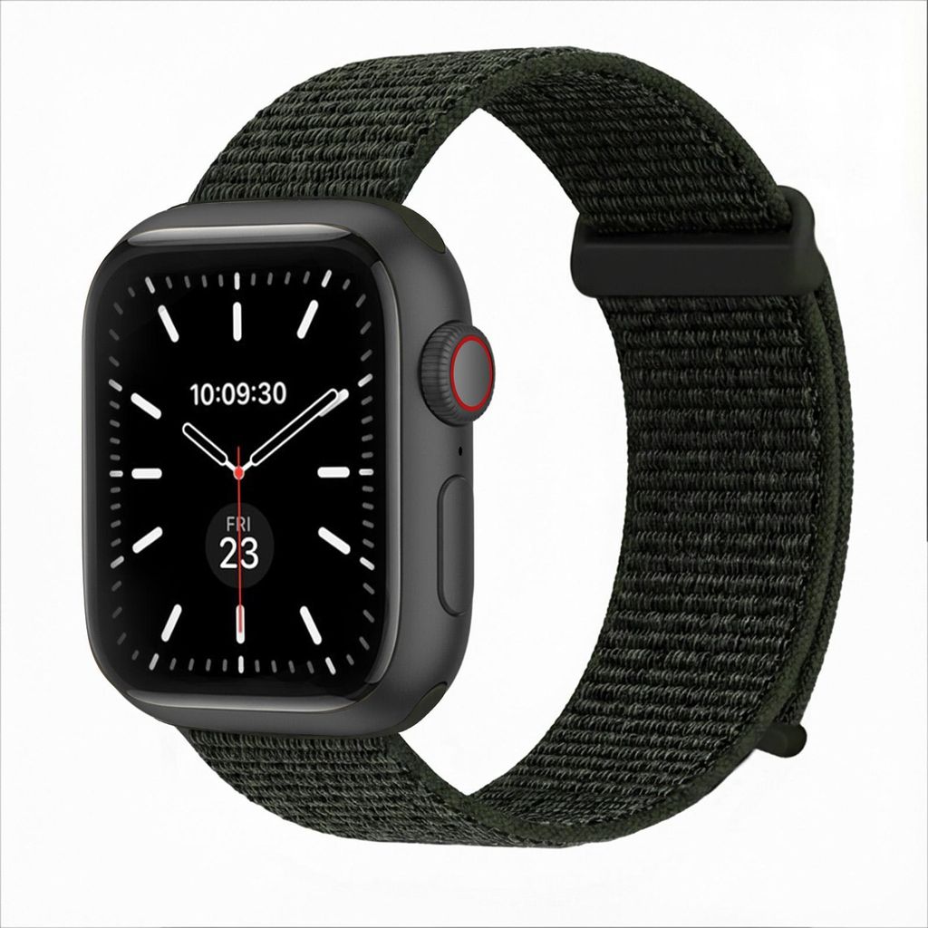 Smartwatch Armband für Apple Watch Series 6 44mm Nylon Textil Band Ersatzband Wechselband Klettverschluss flexibel atmungsaktiv Grün Oliv