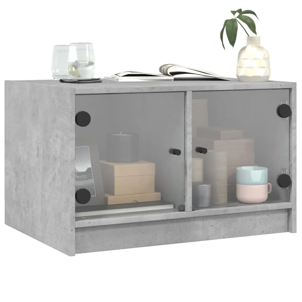 Tavolino Grigio Cemento con Ante in Vetro 68x50x42 cm | Design Moderno 2025 - 4