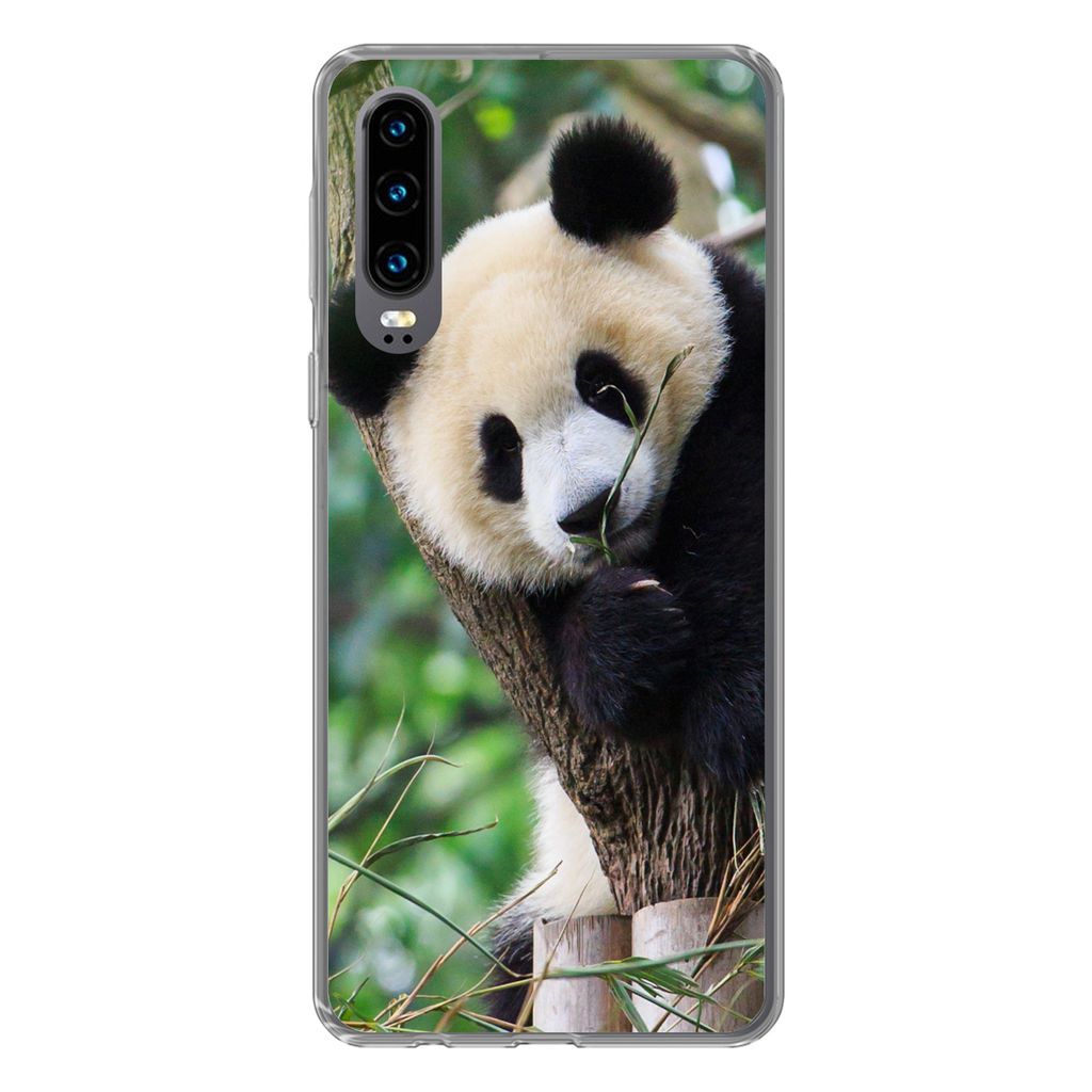 MuchoWow Handyhülle Schutzhülle Hülle für Huawei P30 Panda - Tiere - Dschungel - Natur Silikon Softcase Handy Hülle - Kartenbesitzer