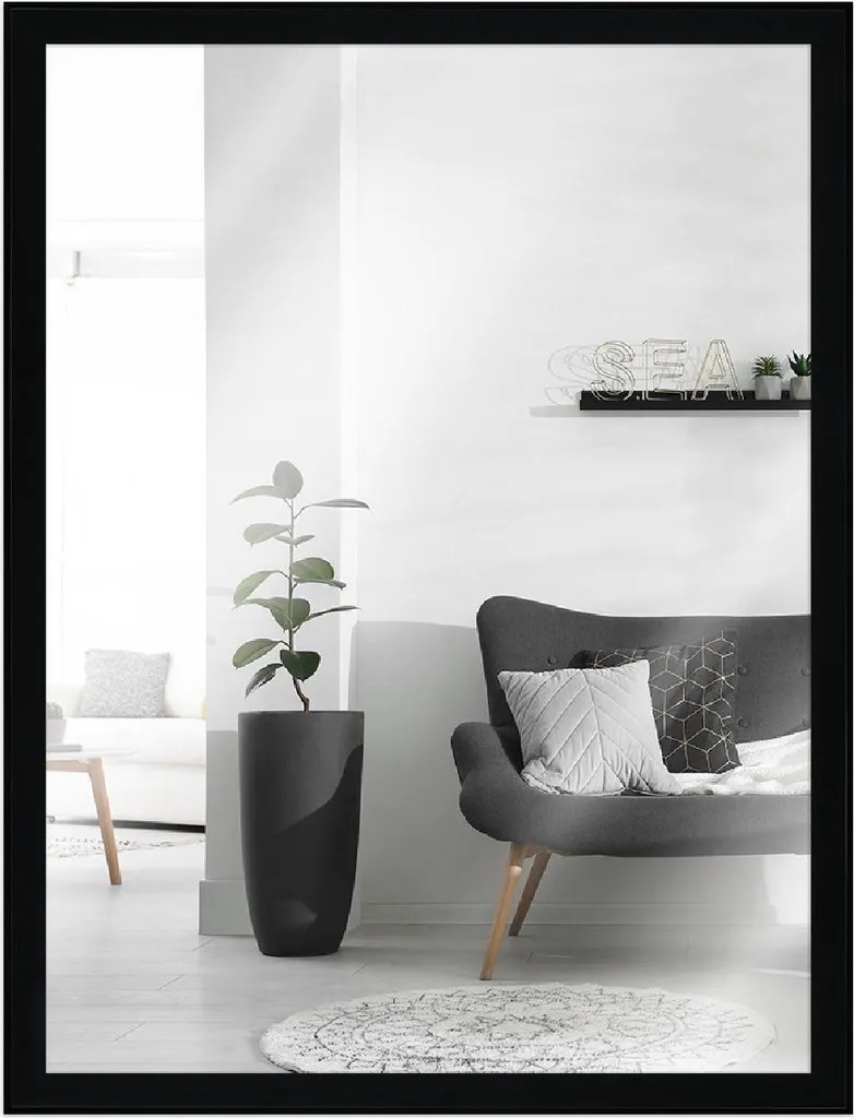 Specchio Nero da Parete 20x40 MendeFrames H080 in Legno Massello