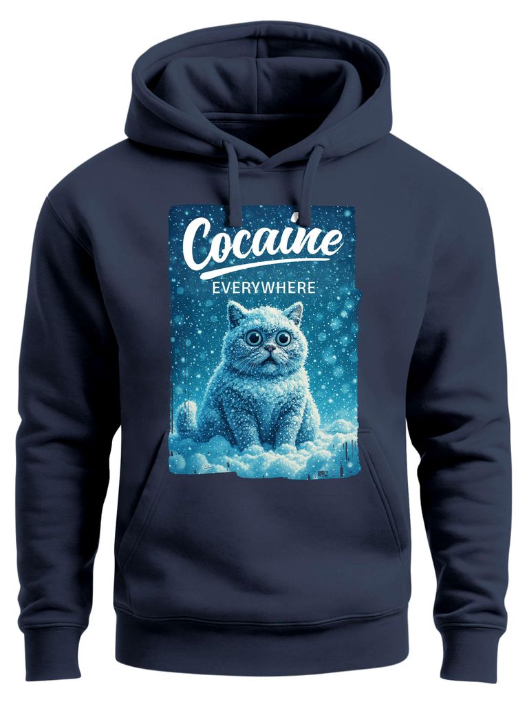 Hoodie Herren Grafik Print Katze Winter Schnee Printshirt Lustig Sarkasmus Kapuzen-Pullover Männer Fashion Streetstyle Neverless