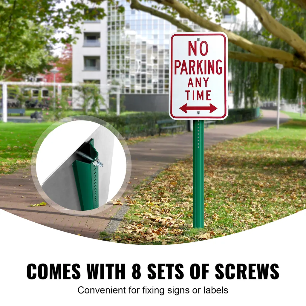 Fixation Stable de Panneau avec ce Poteau de Signalisation en Acier Vert