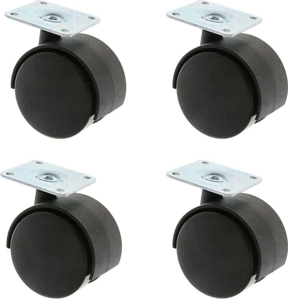 Möbelrollen Stuhl- Tischrolle aus Kunststoff einzeln oder 4er Pack mit Anschraubplatte Lenkrolle Ø45mm 4er Pack