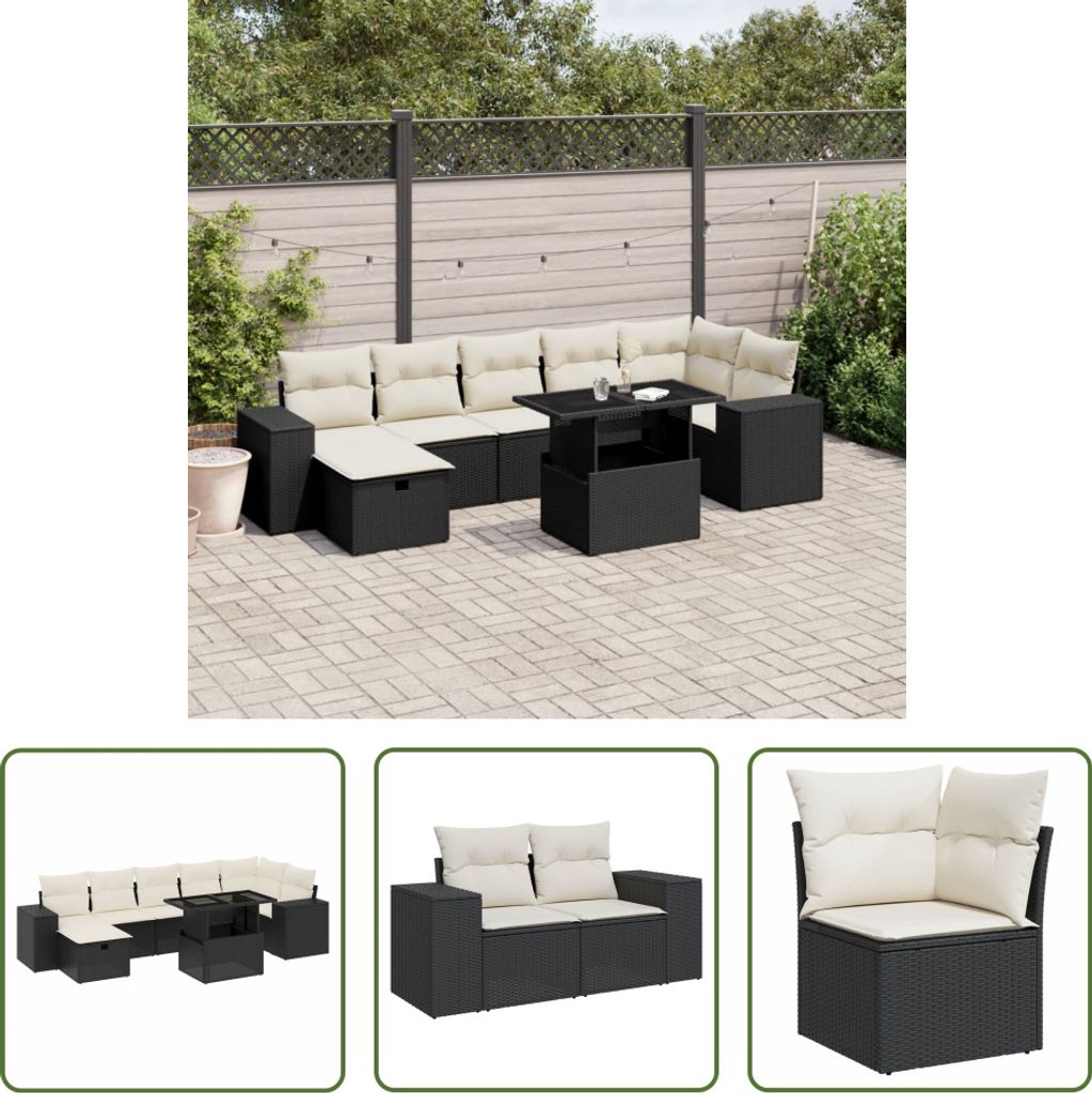 The Living Store 8-tlg. Garten-Sofagarnitur mit Kissen Produktbild 