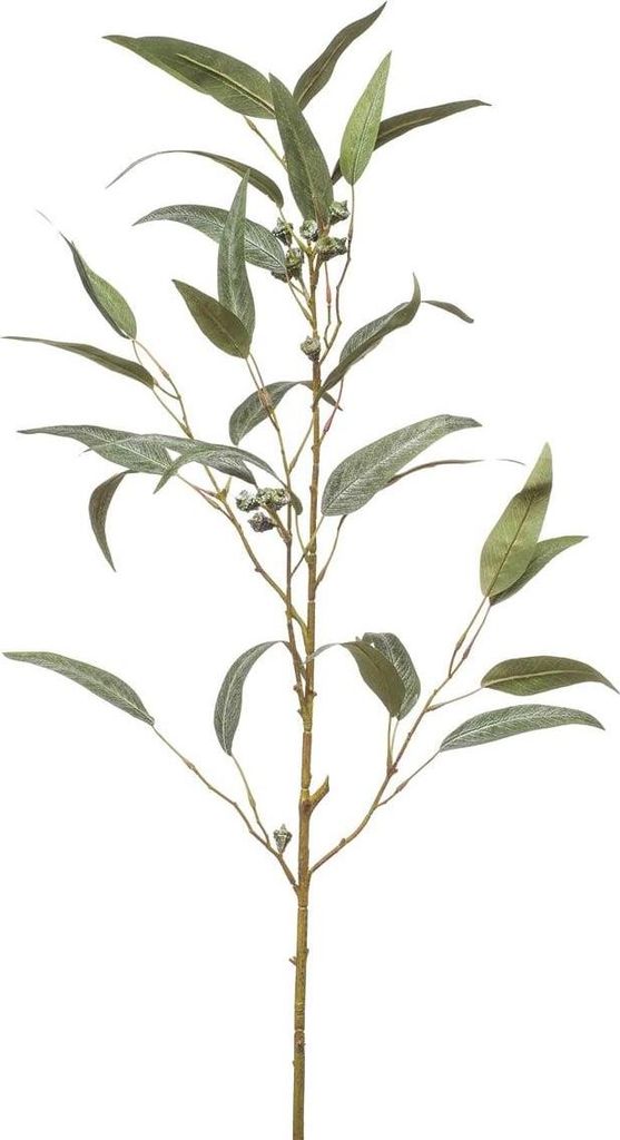 artplants.de Künstlicher Eukalyptus Zweig JURKA mit Früchten, grün-grau, 90cm - Kunststoff Zweig