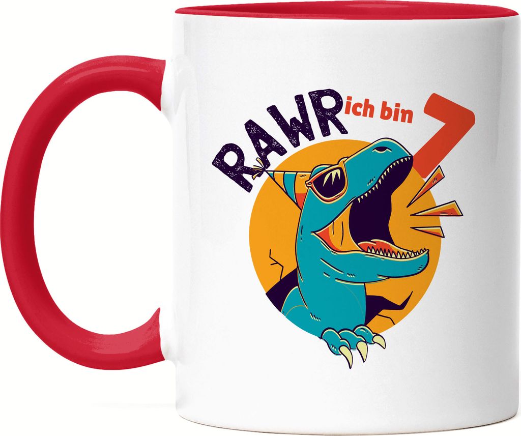 Raw Ich Bin 7 Tasse Rot Geschenkidee 7. Geburtstag Produktbild 