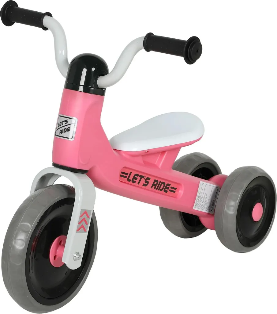 Vélo enfant 12-36 mois rose - Cadre métal et butée de direction de 60°
