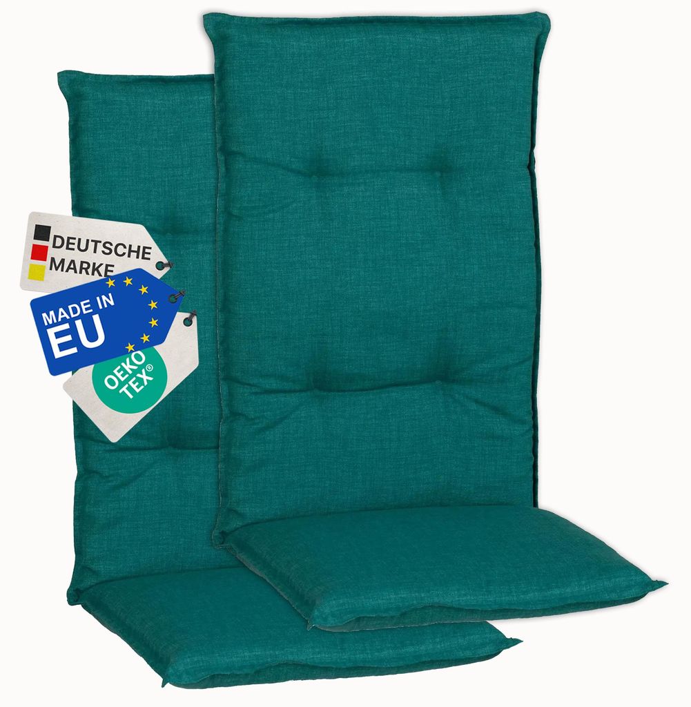 NYVI Gartenstuhl Auflagen Hochlehner 2er Set Barcelona - UV-Beständig, Atmungsaktiv, Strapazierfähig - Hochlehnerauflagen Sitzkissen Outdoor - Si...