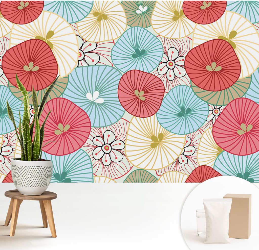 Fototapete - 208x146 cm - Tapete - Wandtapete - Wandbilder - Dekofolie - Tapete Folie - Wand - Dekoration - Wohnzimmer - Blumenmuster