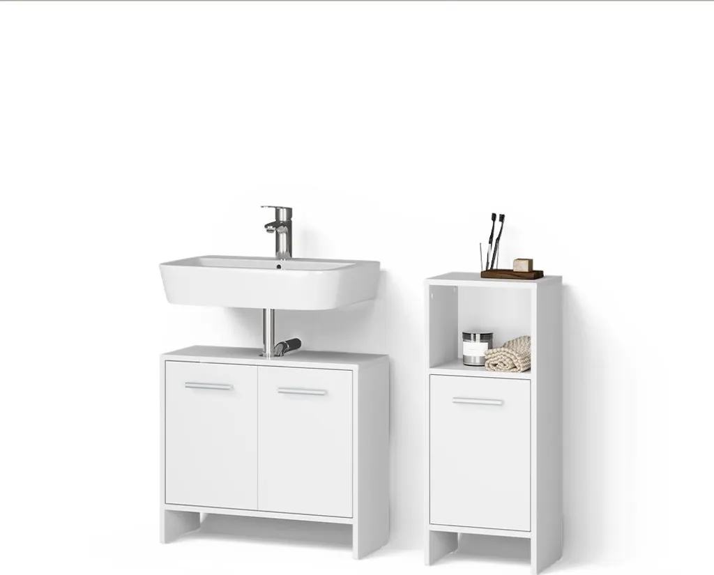Set Mobili Bagno Livinity Amalfi Bianco: Alta Resistenza 2 Pezzi
