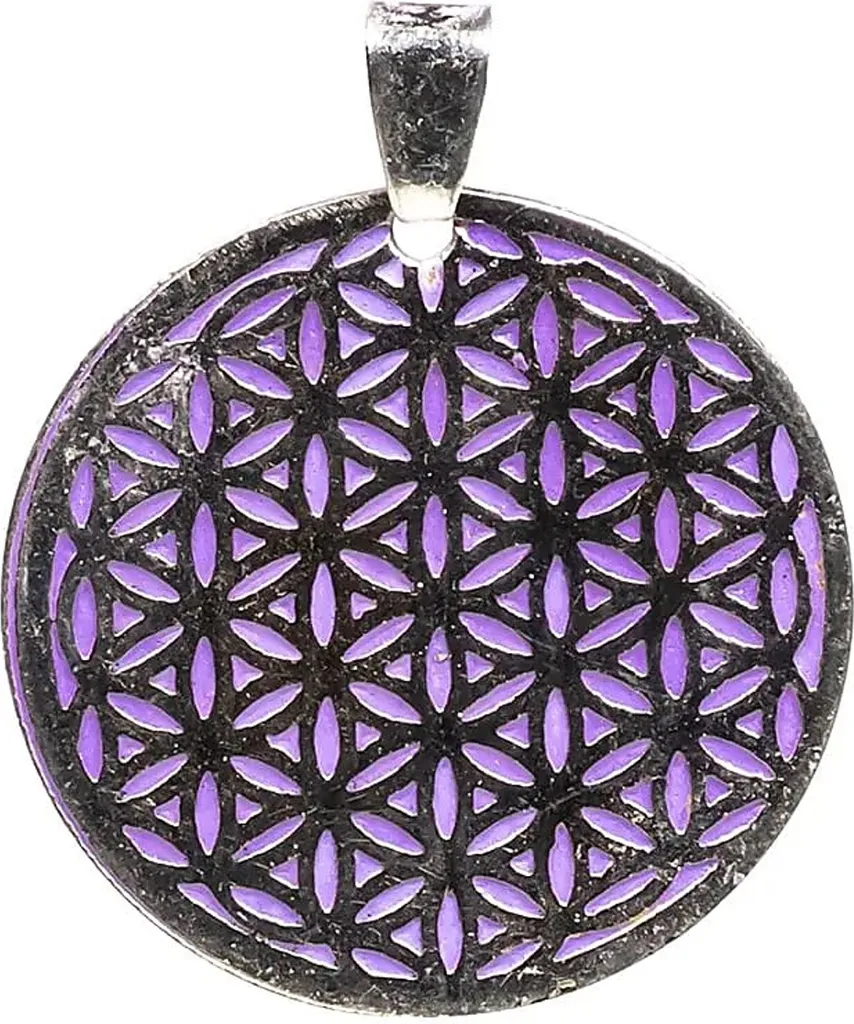 Lot de 3 Pendentifs de Méditation Fleur de Vie Violets pour la Lithothérapie