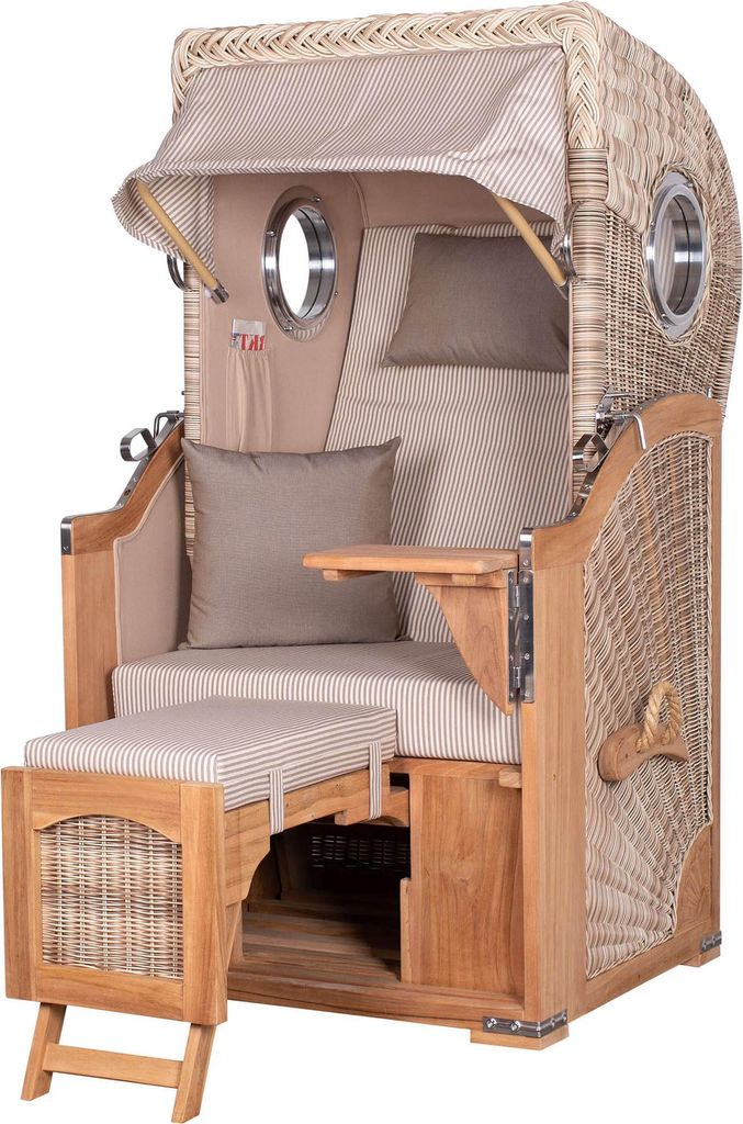 Strandkorb-Set - bene living - Ammersee Single Teak - PE shell - Modell 510 - inkl. Liftersystem