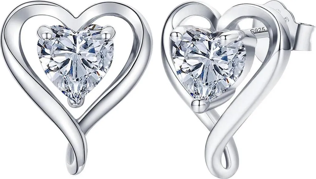 Boucles d'Oreilles Argent 925 Zirconium et Or Rose Hypoallergéniques