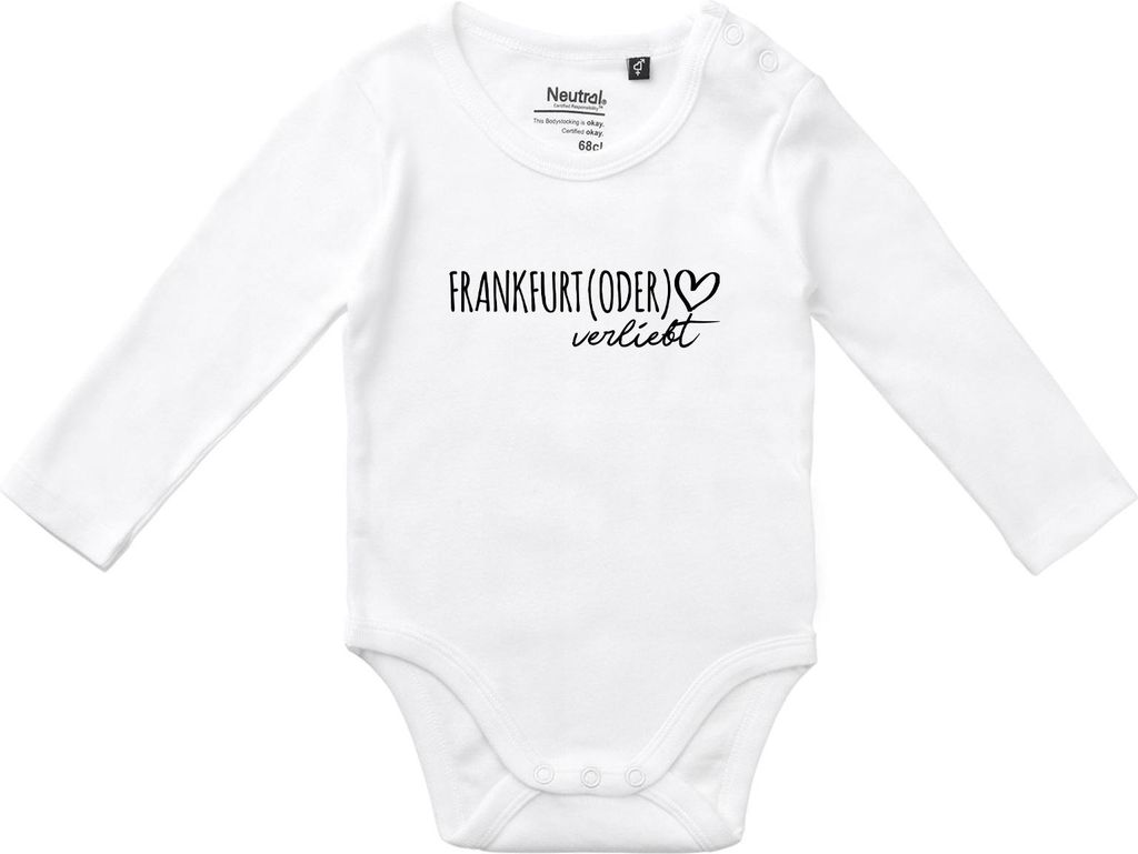 Huuraa Baby Body Frankfurt (Oder) verliebt 74 White Baumwolle Fairtrade Langarmbody Geschenkidee