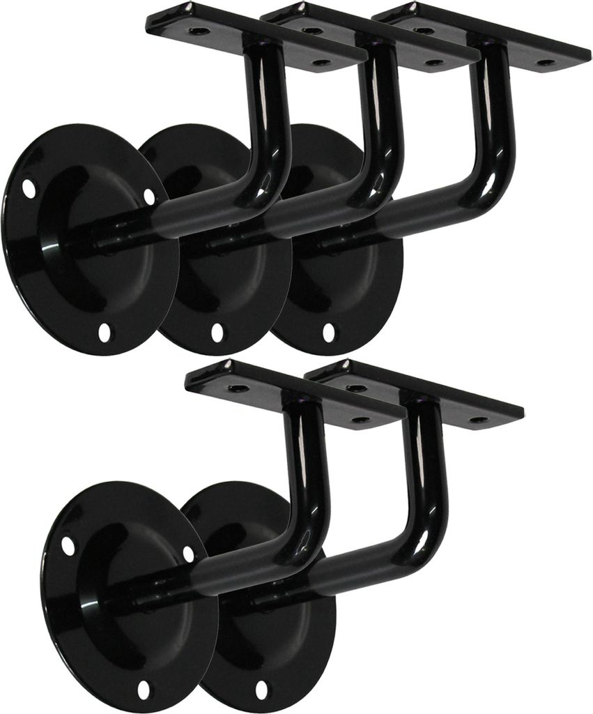Handlaufhalter Set 5 Stück HLH 1104 Schwarz gerade Auflage Handlaufträger