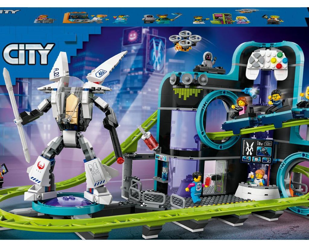 Montagne russe LEGO City con robot mech, parco divertimenti Immagine del prodotto 