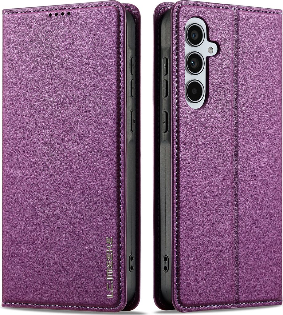 Handyhülle für Samsung Galaxy A54 5G, Magnetische Flip Leder Hülle mit Kartenfach und Standfunktion Lila
