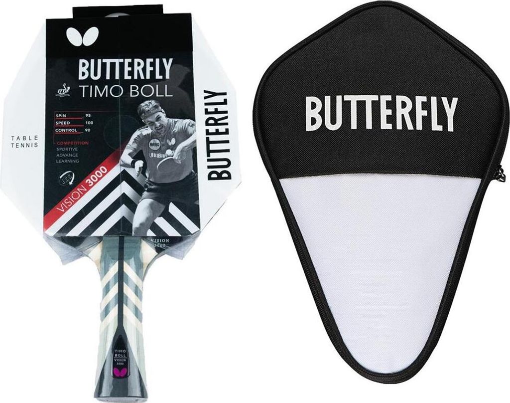 Butterfly 1x Timo Boll Vision 3000 Tischtennisschläger + Tischtennishülle | Tischtennisset Tischtennis TT Tabletennis
