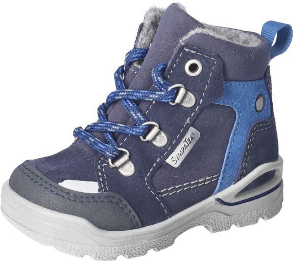 RICOSTA Boots JANIS von PEPINO Schenken viel Bewegungsfreiheit und Halt Echtleder/Textil Schnürung Lammwollfutter Jungen nautic Marine Blau Größ...