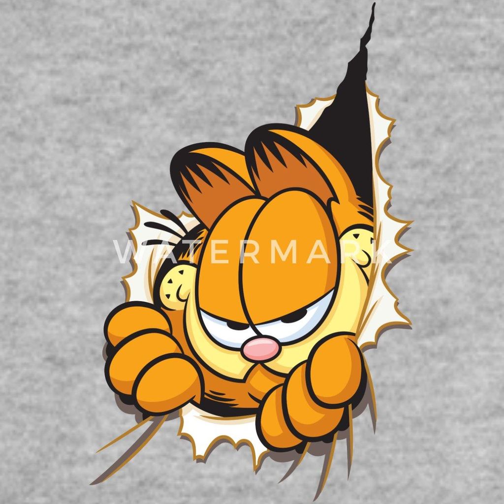 Spreadshirt Garfield Hier Ist Garfield Uni Pullover, XL, Weißgrau meliert