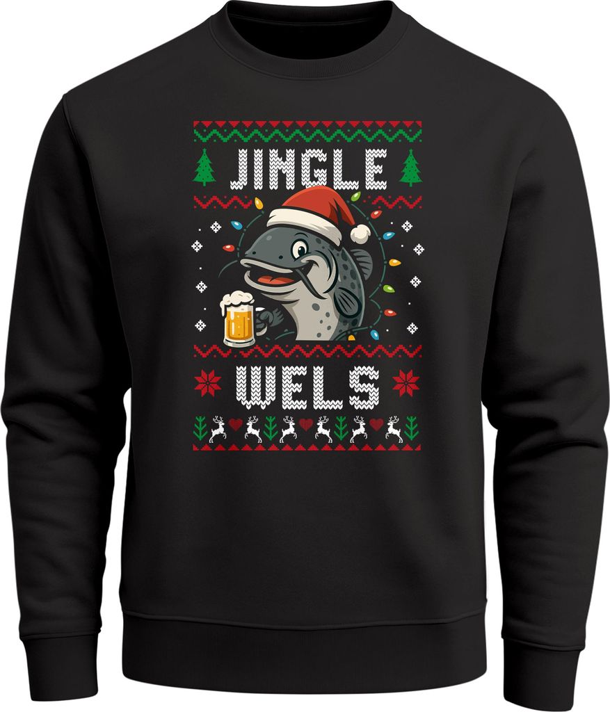 Sweatshirt Herren Weihnachtspullover Ugly Christmas Sweater Spruch Lustig Jingle Wels XMAS Weihnachtsoutfit Männer Moonworks