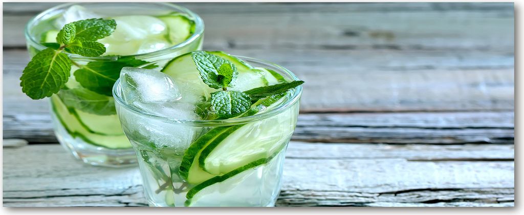 Tulup Küchenrückwand Spritzschutz aus Glas -125x50 -Spritzschutz auf gehärtetes Glas Deko Essen & Getränke Gurkenwasser