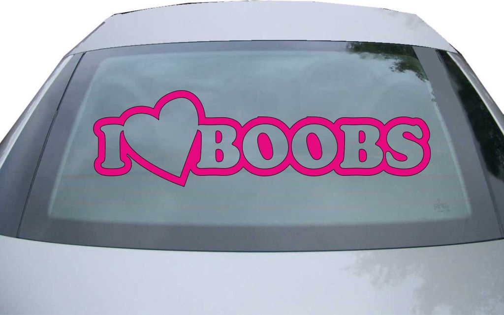 Indigos UG - Aufkleber Heckscheibe & Motorklappe DE2244 - pink - 600x171 mm - I Love Boobs - Auto Scheiben Fenster Heckklappe Tuning Racing JDM - D...