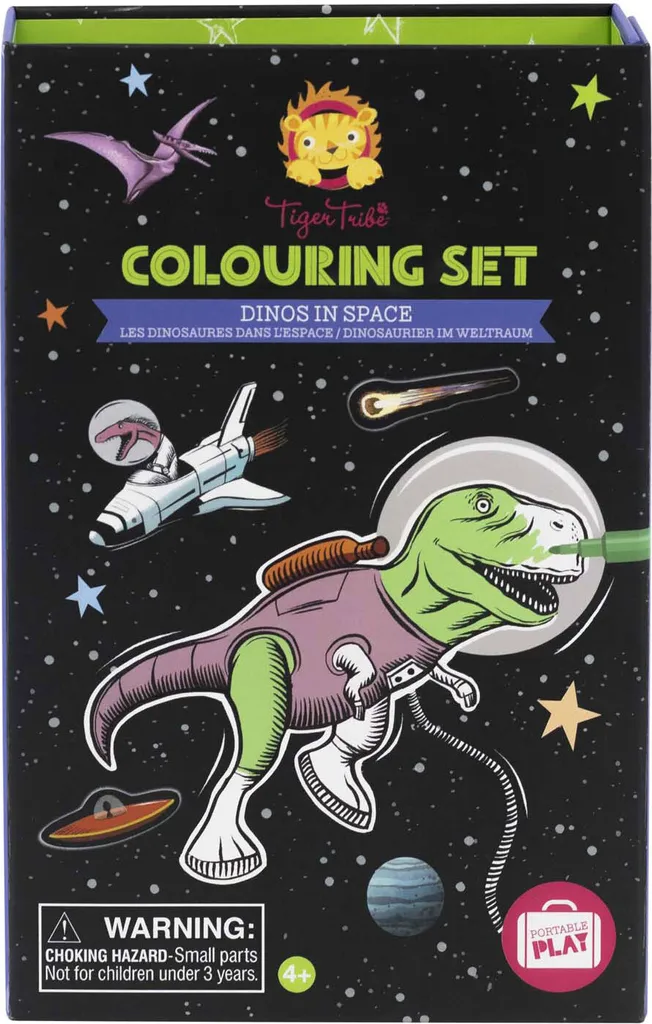 Kit de peinture enfant Dinos dans l'espace Selecta avec pinceau inclus