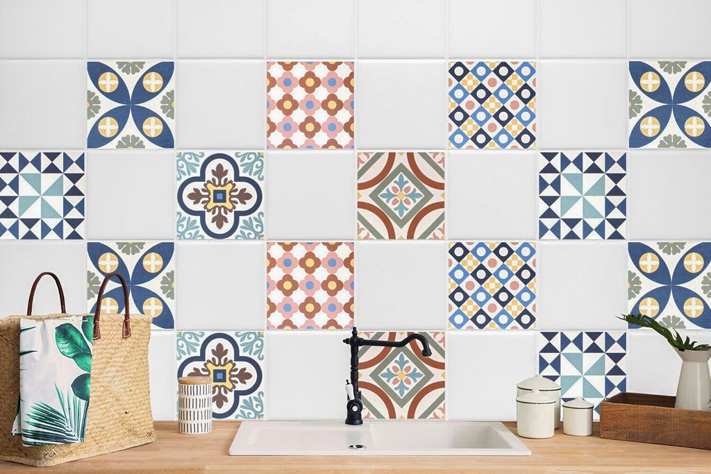 24 Stück Laminierter Aufkleber Küchen Wandfliesen Bad Deko Produktbild 
