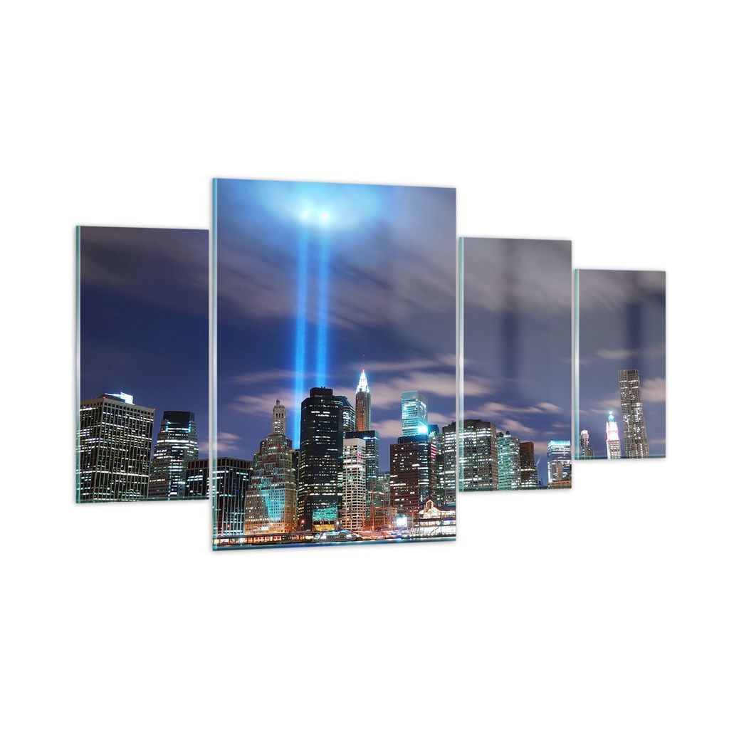 Bilder auf glas - Wolkenkratzer Lichter Ansicht - 160x90cm - Glasbilder - Wandbilder - Kunstdruck - zum Aufhängen bereit - Wanddekoration aus Glas...
