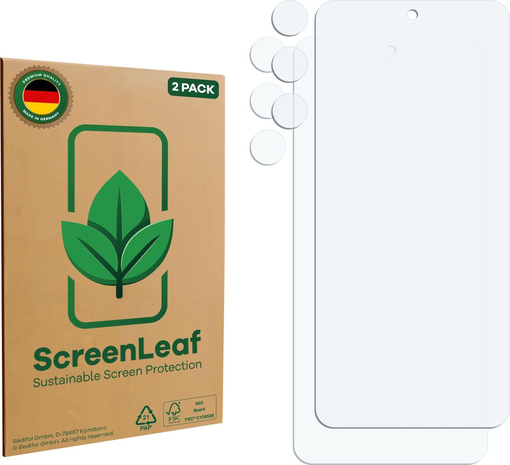 2x ScreenLeaf Schutzfolie für realme Narzo 80 Lite (Display+Kamera) nachhaltiger Displayschutz Display Schutz Folie Klar Transparent