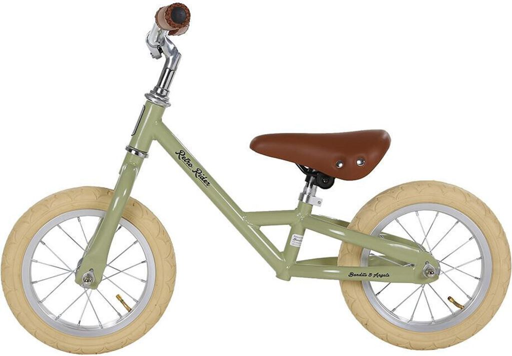 Bandits & Angels Metal Laufrad Retro Rider Green ab 2,5 Jahren – Für Jungen und Mädchen – Grünes Balance Bike – Verstellbarer Sattel 36 bi...
