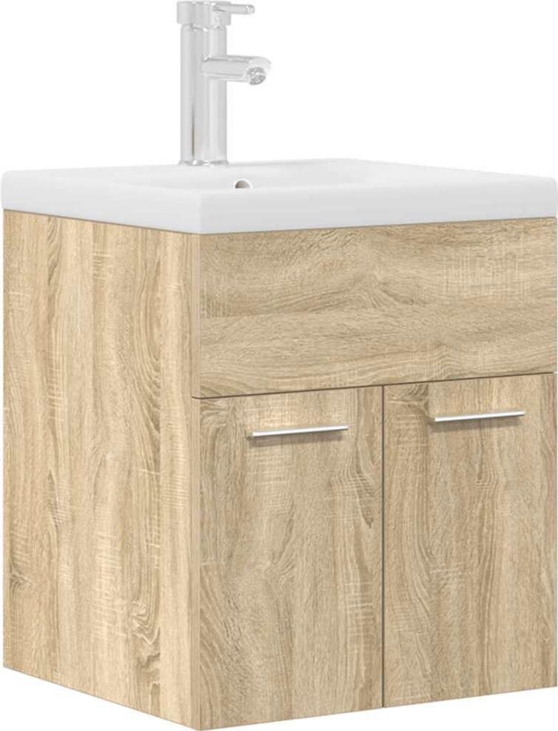 Waschbeckenunterschrank Einbaubecken Wasserhahn Sonoma-Eiche
