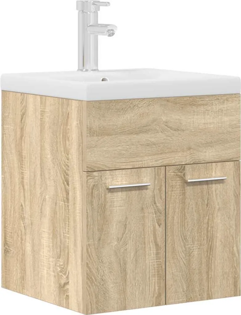 Mobile Lavabo Rovere Sonoma vidaXL con Lavandino Ceramica e Rubinetto