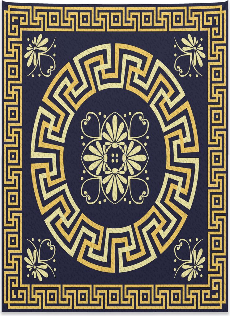 Abakuhaus Greek Key Wandteppich, Retro Frühlings-Mäander aus Weiches Mikrofaser Stoff Kein Verblassen Klare Farben Waschbar, 110 x 150 cm, Dunkel...