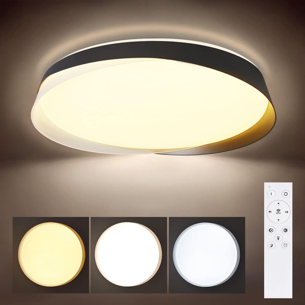 ZMH LED Plafonnier Rond Noir Plafonnier 36W Dimmable avec Image du produit 